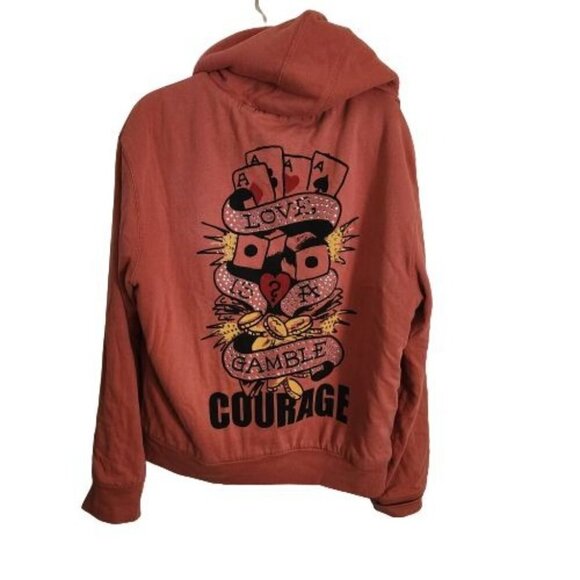 Circle Of Life Love Is A Gamble Unique Front Back Graphic Full Zip Hoodie Size L - Picture 2 of 7